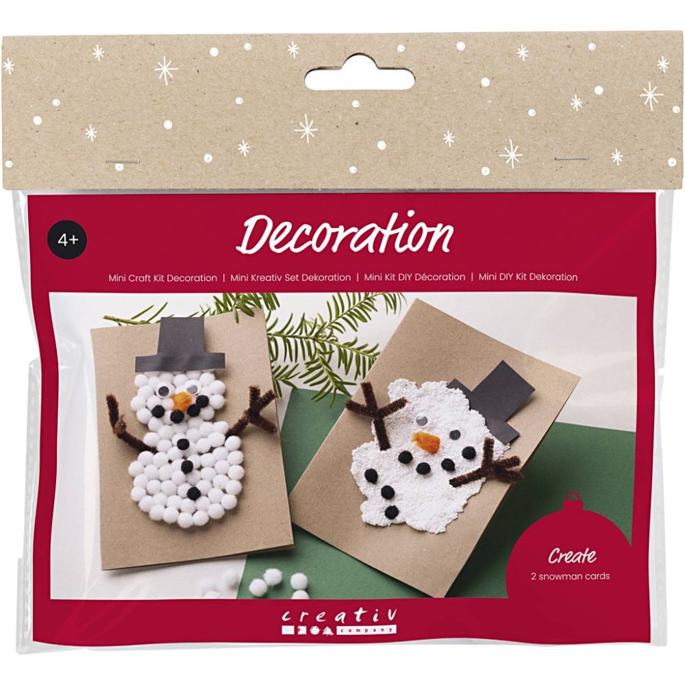 Snowman Christmas Card Kit - Create Festive Cards with Glitter Foam Clay & Pom - Poms - Home - Crafts