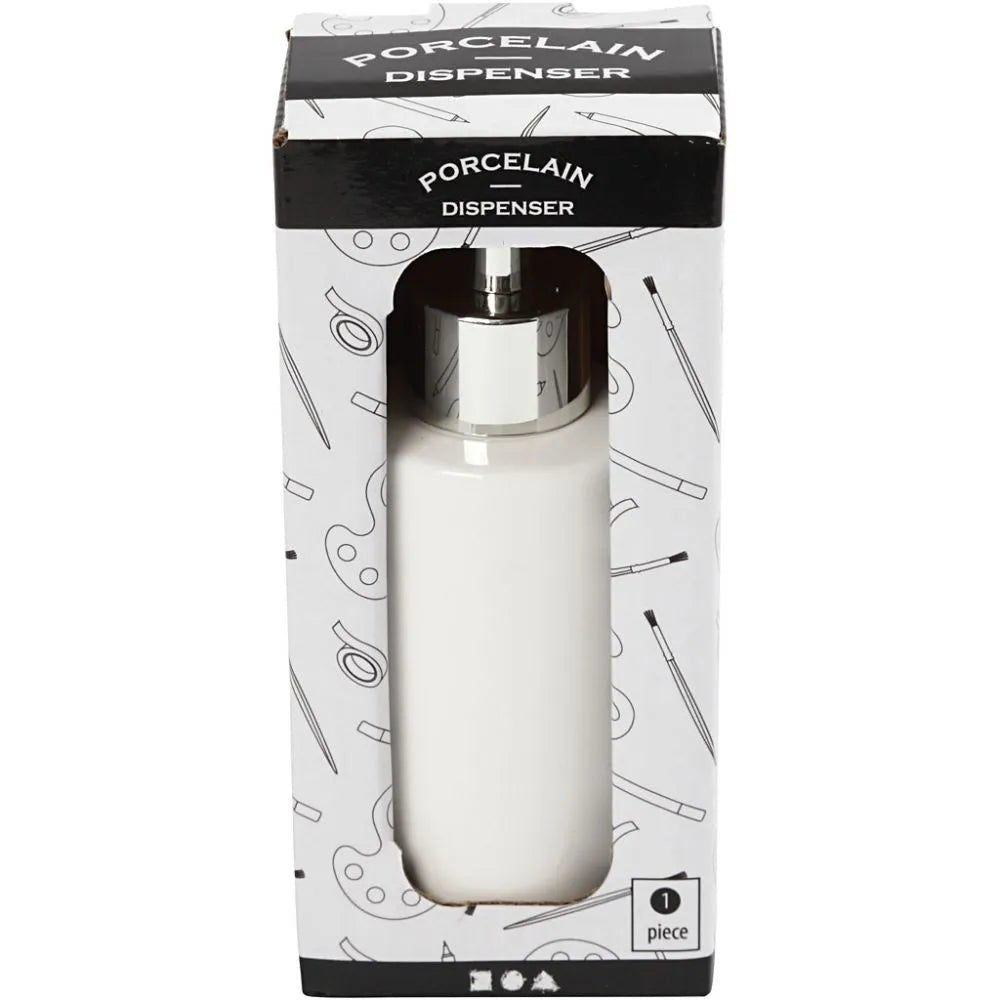Soap Dispenser Glazed Ceramic Cylindrical 150ml Tall White Glass Metal-Coated Plastic Pump