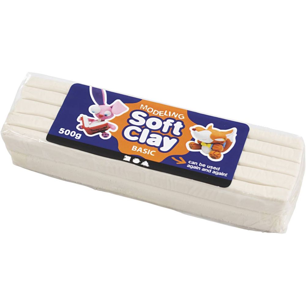 Soft & Pliable Modelling Clay Non - Drying Oil - Based - White - Home - Crafts