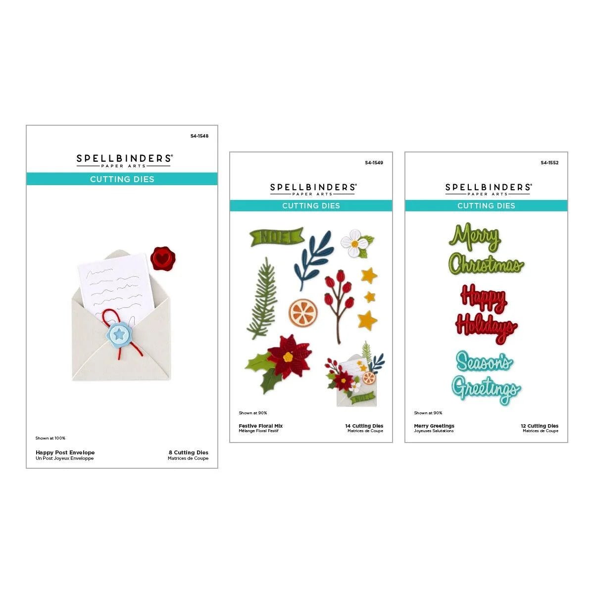 Spellbinders Dear Santa Die Bundle Envelope Floral Mix Merry Greetings - Home-Crafts