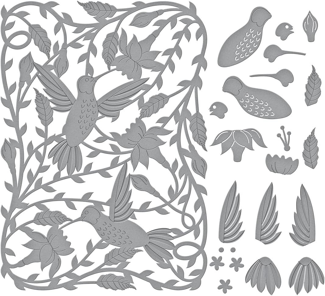 Spellbinders Delicate Floral Hummingbirds by Bibi Cameron Etched Dies