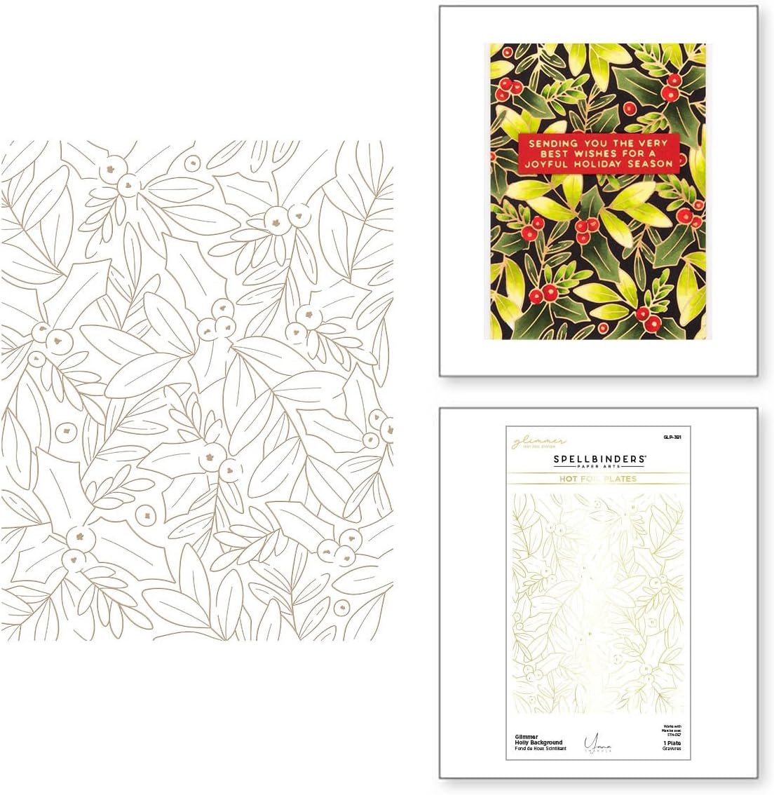 Spellbinders Glimmer Holly Background Bundle Stunning Holly Berry Background