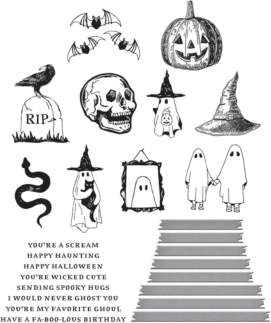 Spellbinders Halloween Icons Press Plate & Die Set - 11 Press Plates 1 Cutting Dies easy