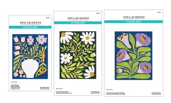 Spellbinders More Fresh Picked Floral Die Bundle - Vase Daisies Trumpets - Home-Crafts