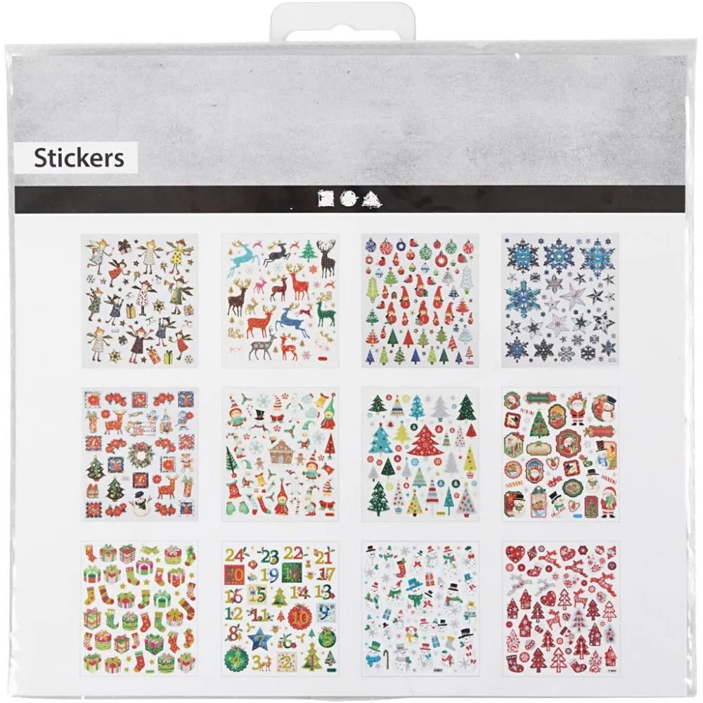 Sticker Booklets Self-Adhesive Christmas Assorted 12 Sheets Glitter Kids