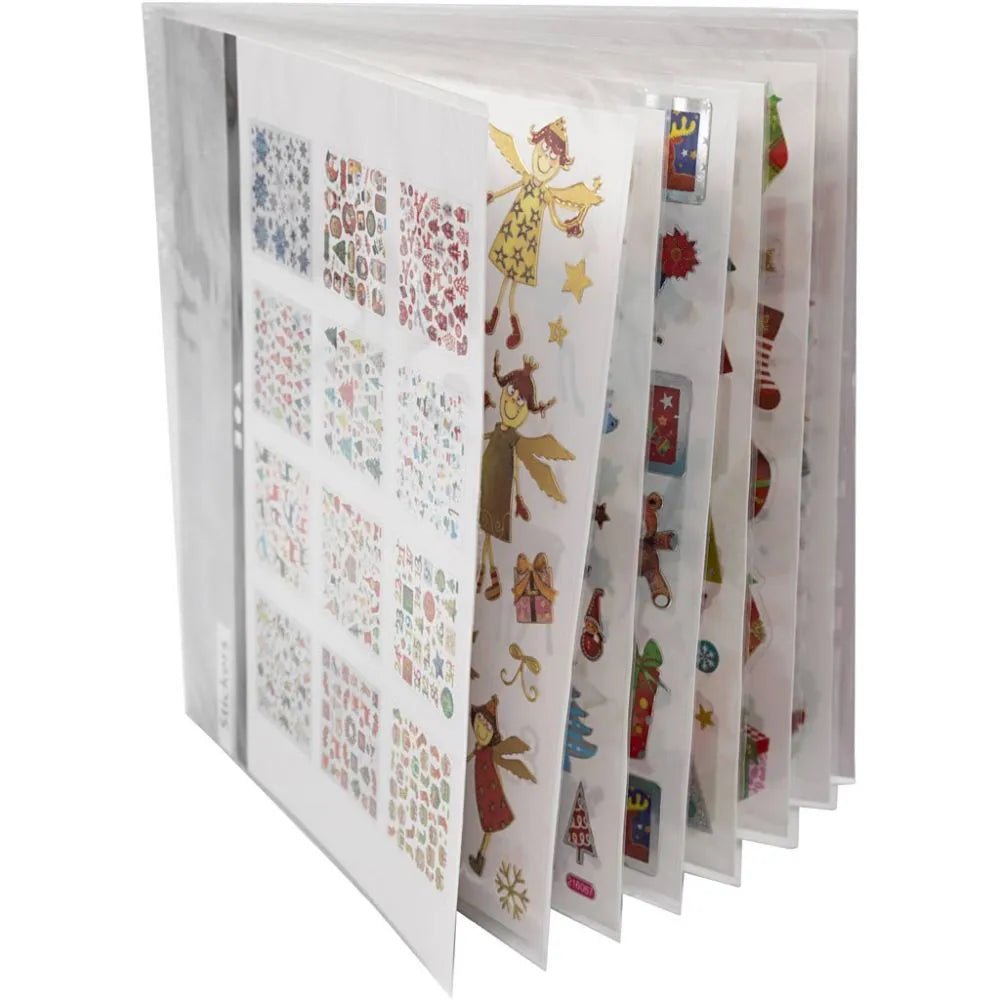 Sticker Booklets Self-Adhesive Christmas Assorted 12 Sheets Glitter Kids