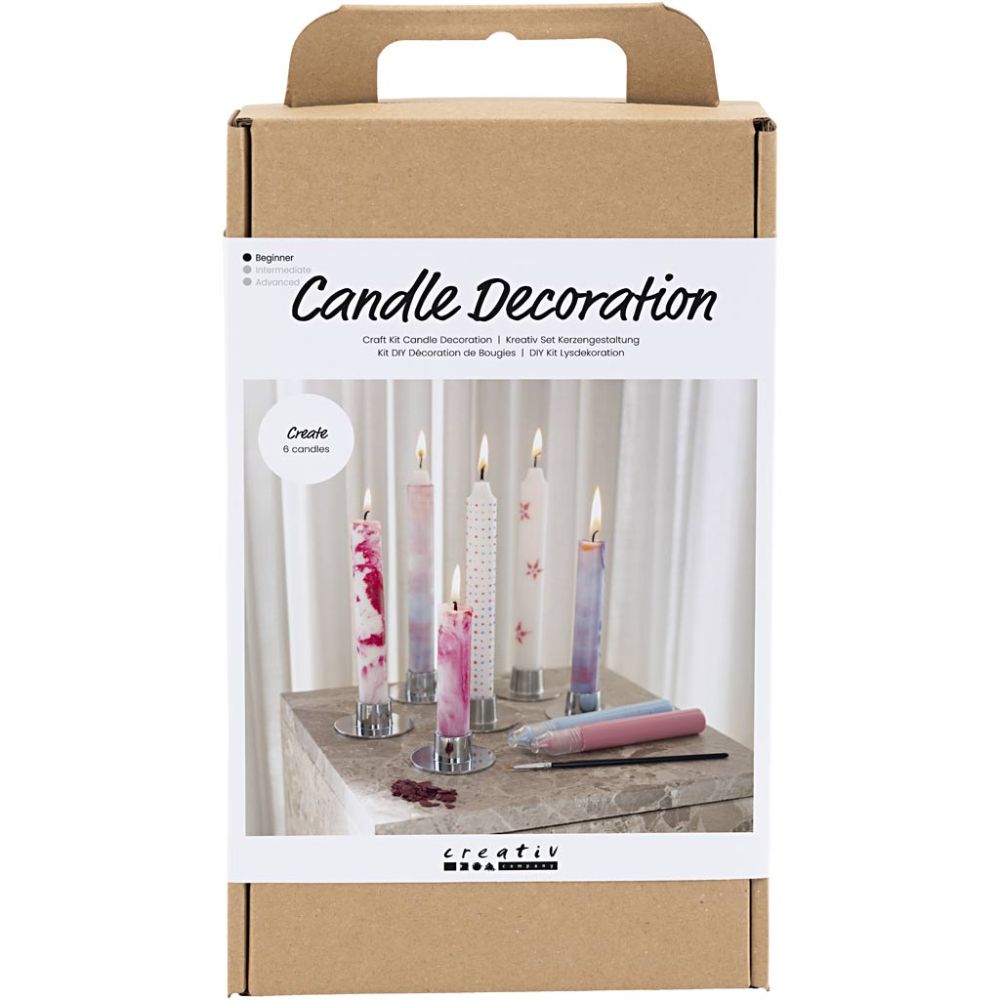 Taper Candle Decorating Kit - 3 Techniques for Painting & Marbling White Candles - Home - Crafts