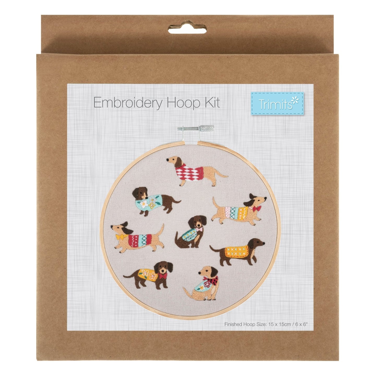 Trimits Dogs Embroidery Kit with Hoop - All Materials & Instructions Included - Home-Crafts