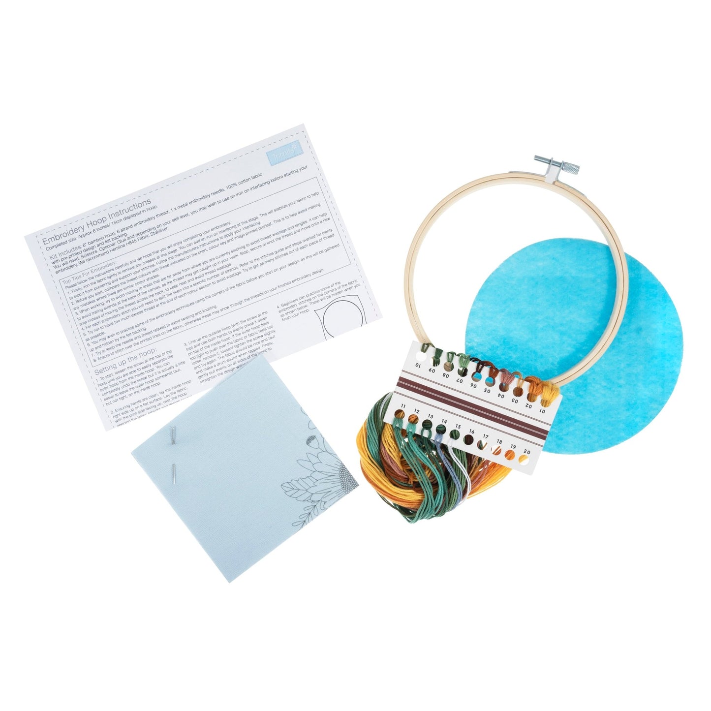 Trimits Sunflower Embroidery Kit with Hoop - All Materials & Instructions Included