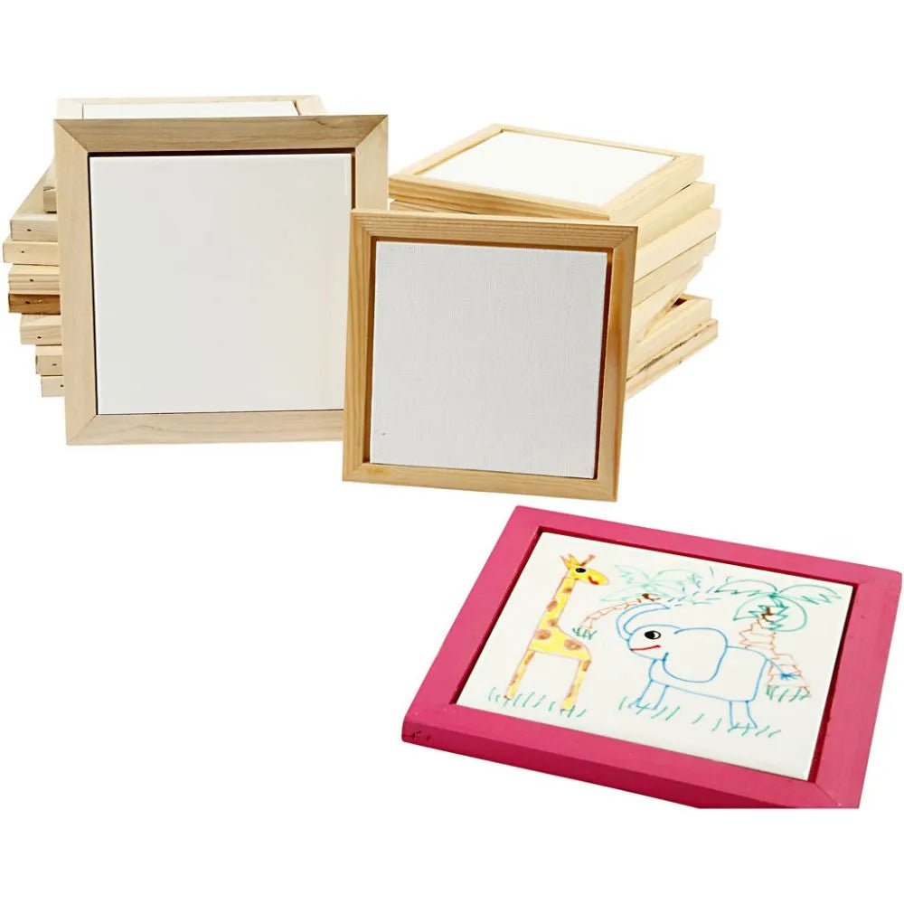 Trivet Wooden Frame - White Porcelain
