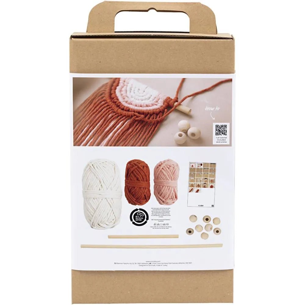 Wall Decoration Macramé Mini Craft Kit Wood Rings Beads - All Materials Instructions Included