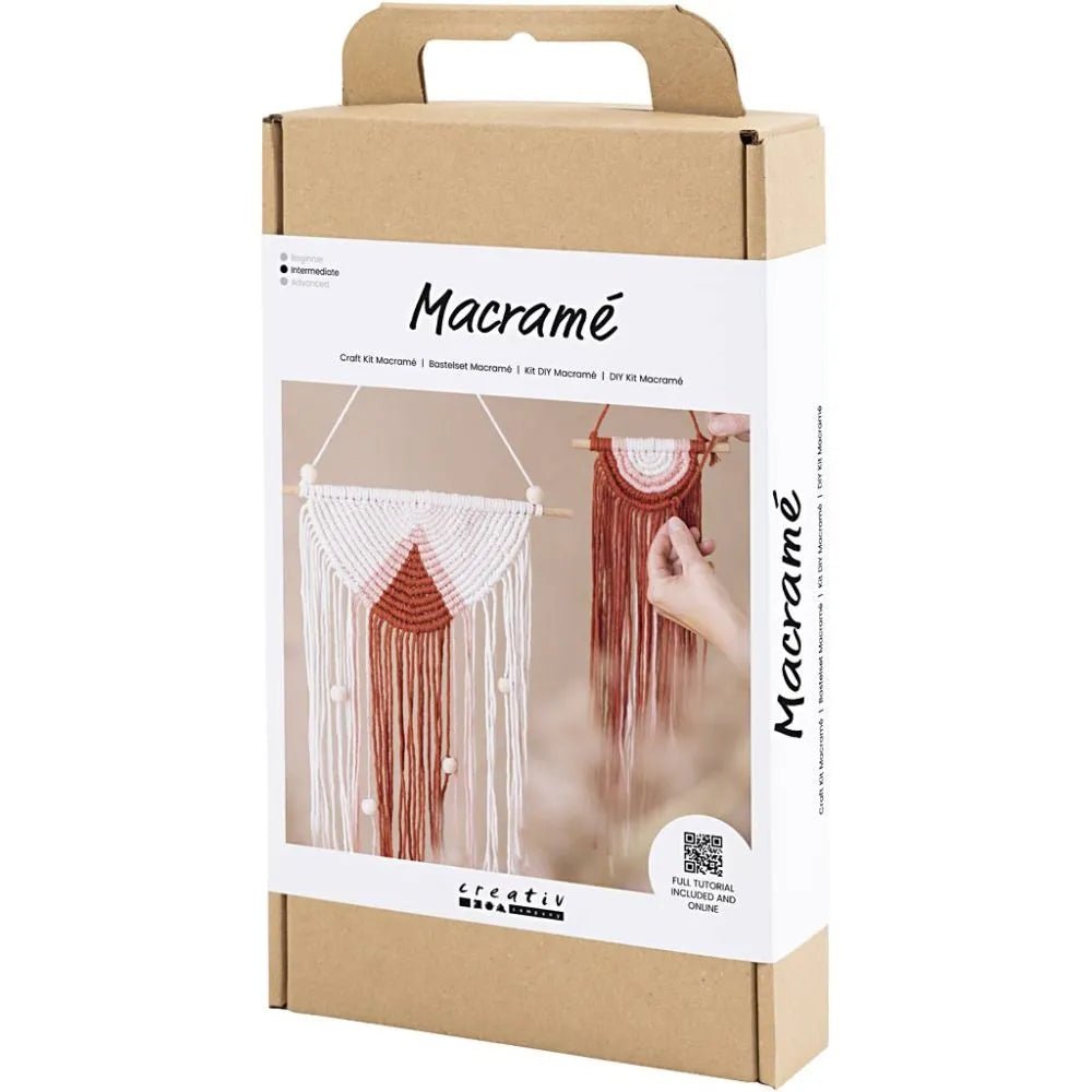 Wall Decoration Macramé Mini Craft Kit Wood Rings Beads - All Materials Instructions Included