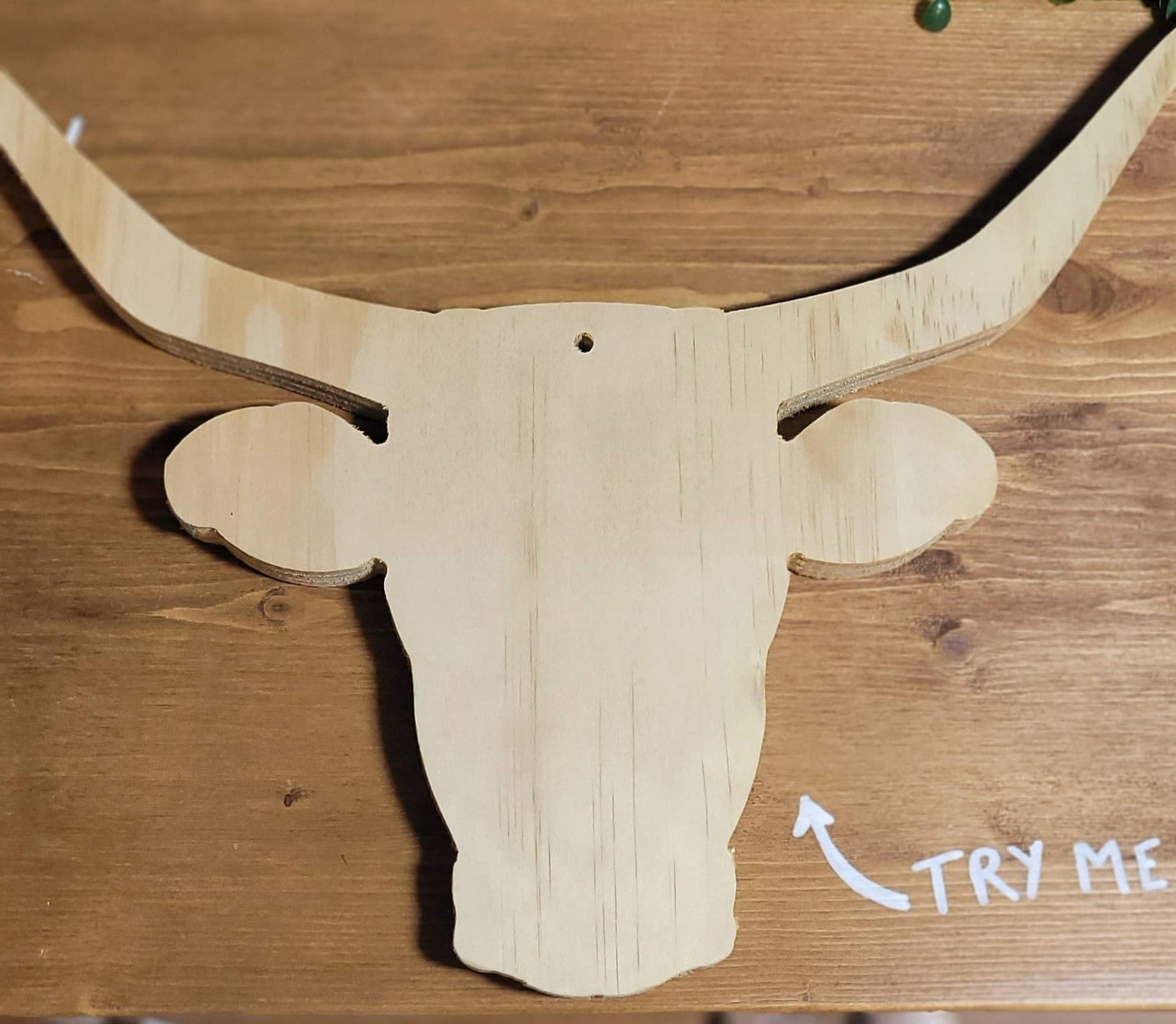 Wooden Bull Shape Plaque Sign Hang Personalise Raw Paint Decorate 37x28cm Pronty - Home - Crafts