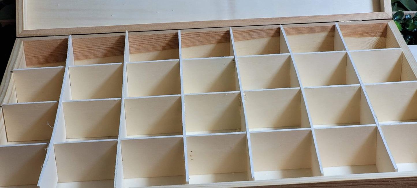 Wooden Plain Unfinished 28 Compartment Box - Seconds - Home - Crafts