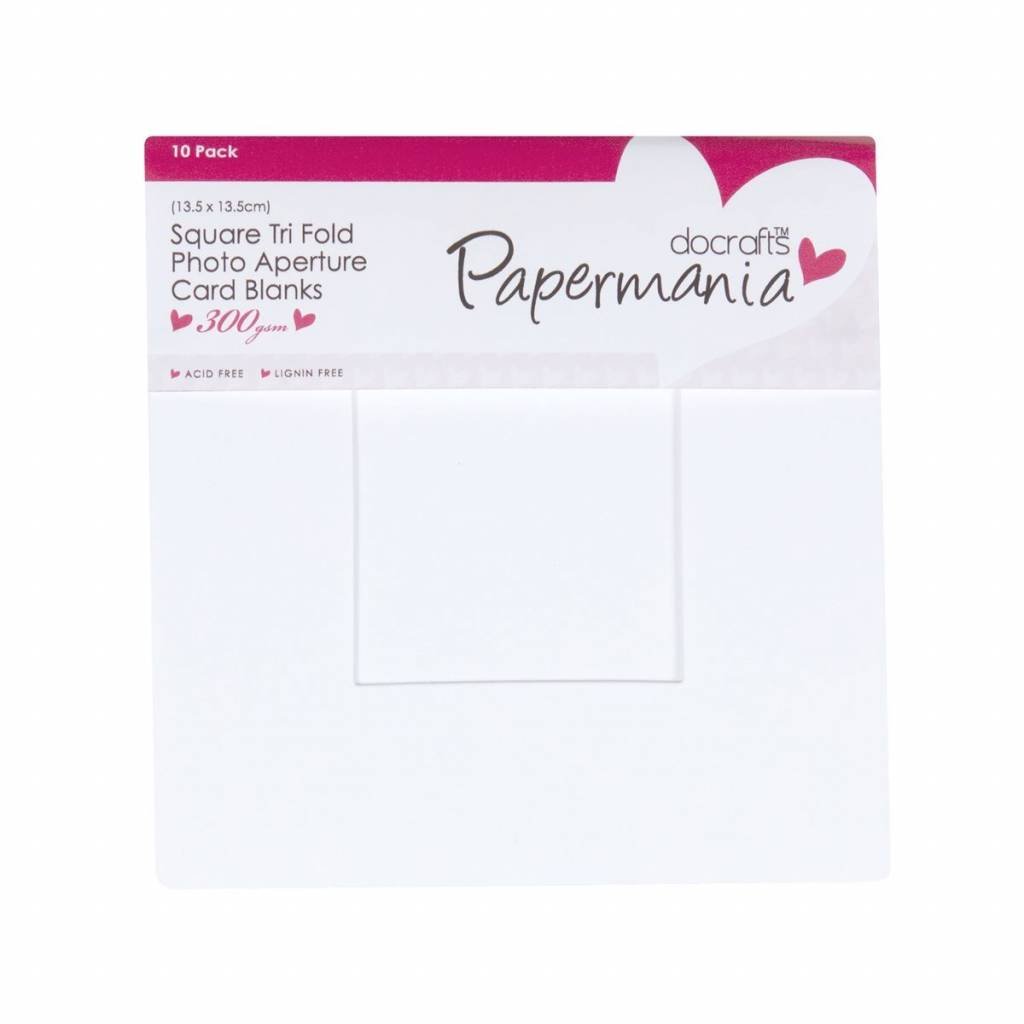 10 x Papermania Tri Fold Square Window Aperture Blank Cards Envelopes Pack White - Home - Crafts