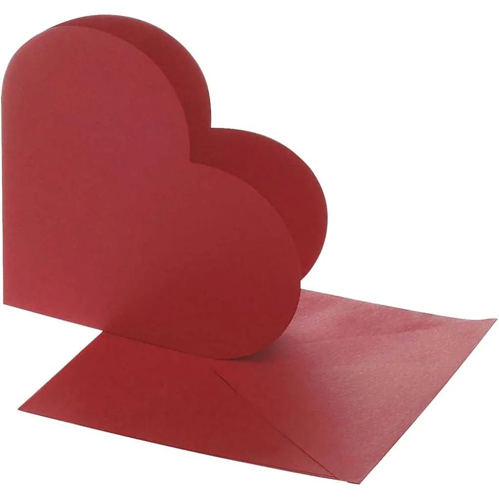10 x Red Heart Shaped Blank Cards 12.5cm & Envelopes Hammer Finish Craft Making