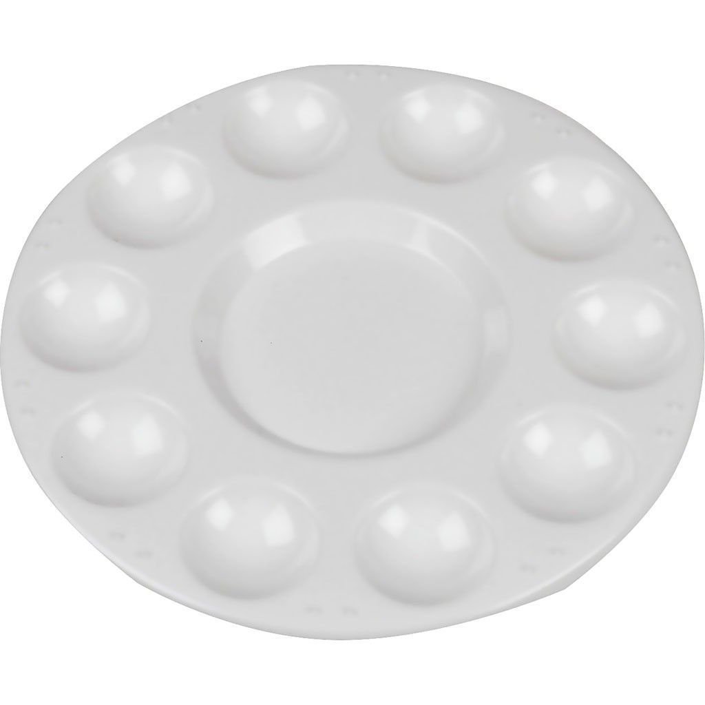 10 x Round Plastic Artists Palette With 11 Wells For Painting 17 cm - Home - Crafts