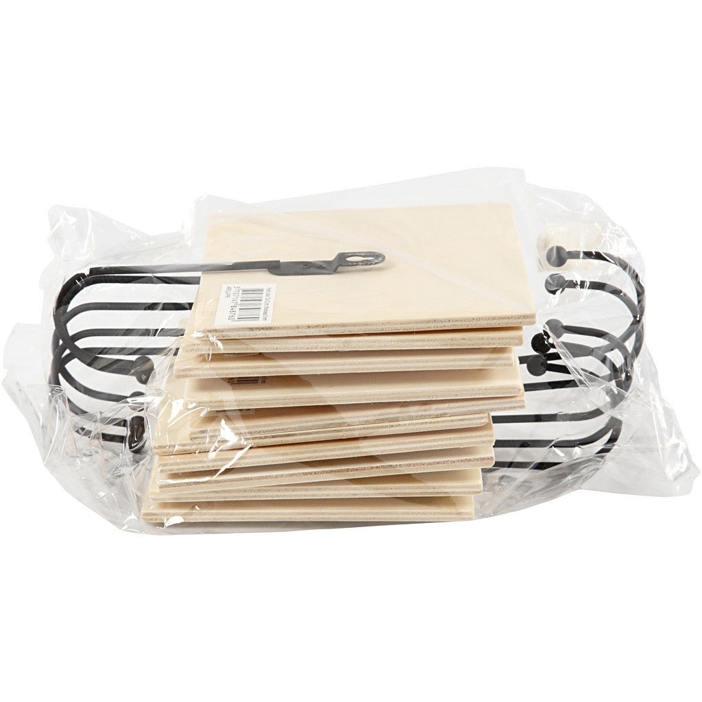 10 x Wooden Plate With Black Metal Hook Home Furnishings Decorations Crafts 12x12x0.5 cm - Home - Crafts
