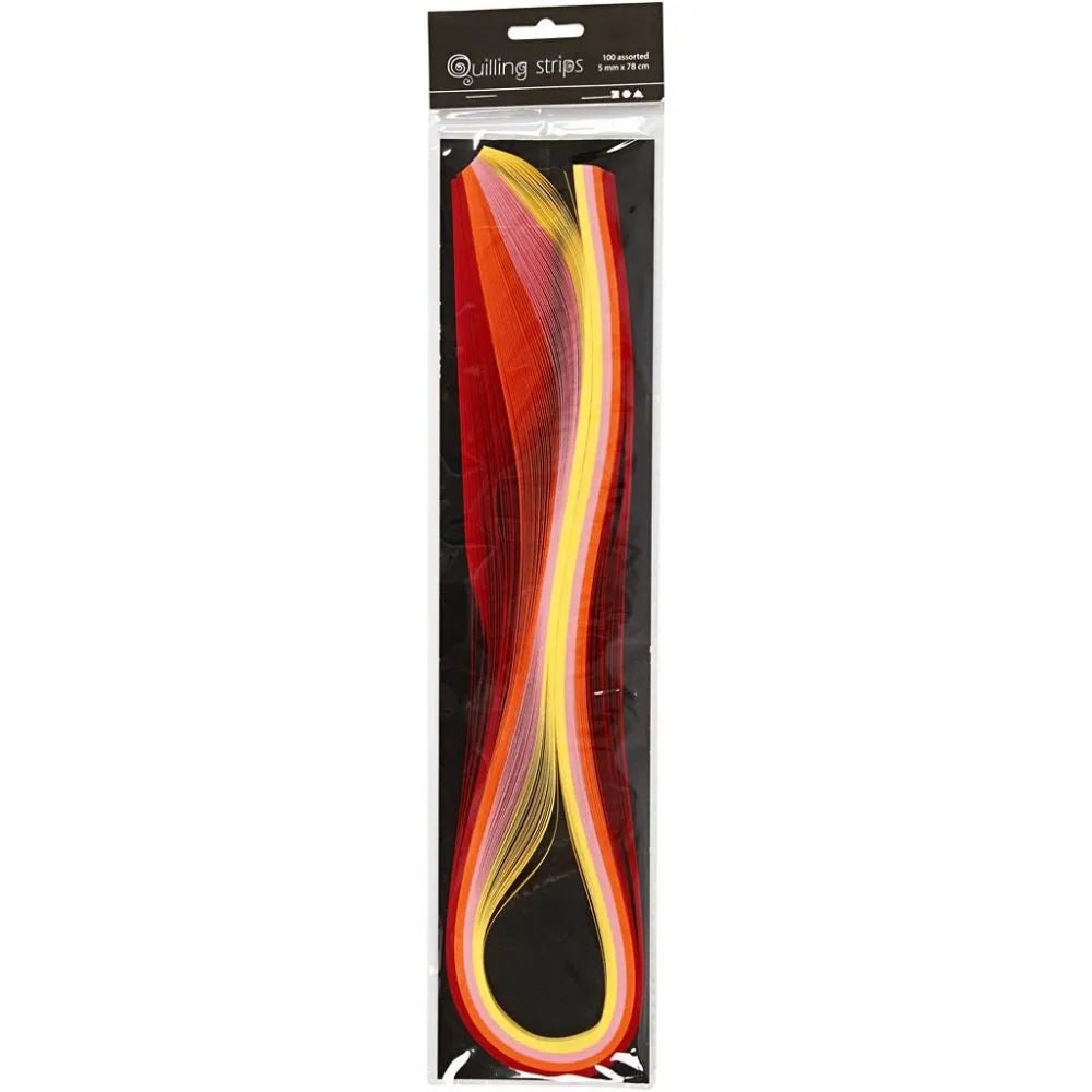 100 x Quilling Strips 78cm 120gsm Paper Yellow Orange Pink Red Craft L 78cm