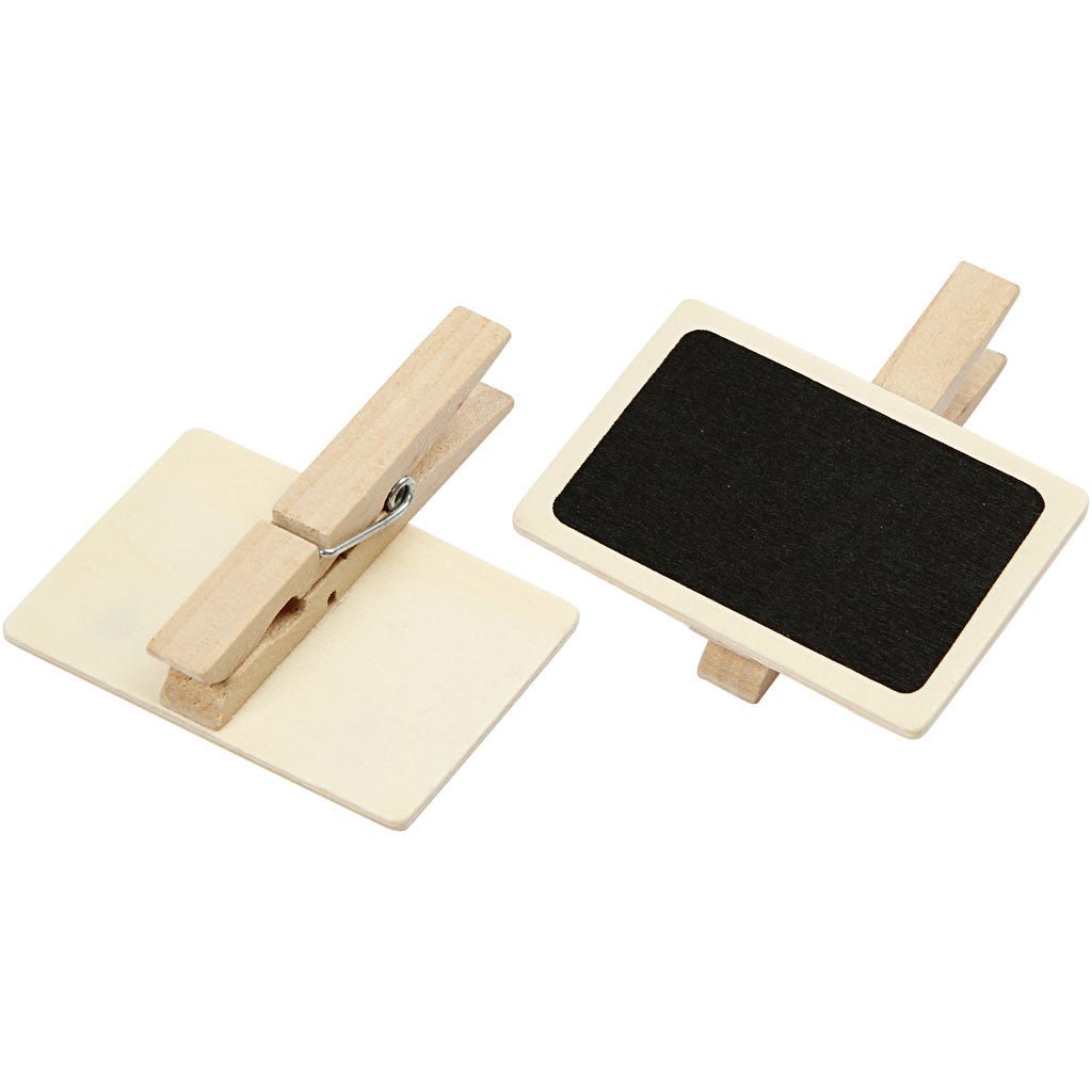 100 x Wooden Small Message Blackboard Signs With Clothes Peg Decoration Crafts 6.8x4.7 cm - Home - Crafts