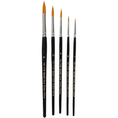 5 x Assorted Gold Line Acrylic Round Brush With Wooden Handle For Painting - Hobby & Crafts