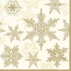 5 Napkins Snow Crystals Gold 33 x 33 cm Tissue Decoupage Paper Party Craft - Hobby & Crafts