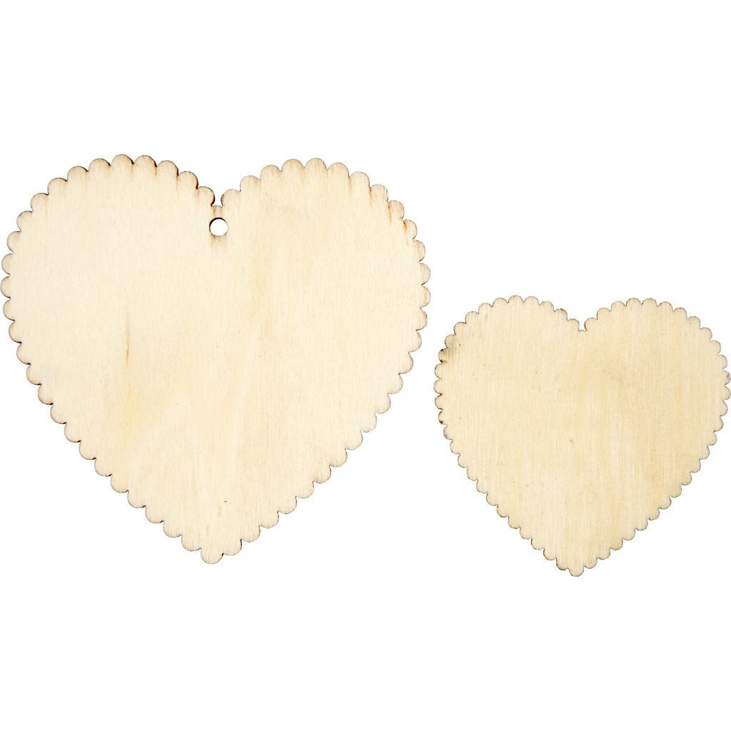 12 x Assorted Size Wooden Hearts With Suspension Hole Decoration Crafts 5.1x5.1 cm - Home - Crafts