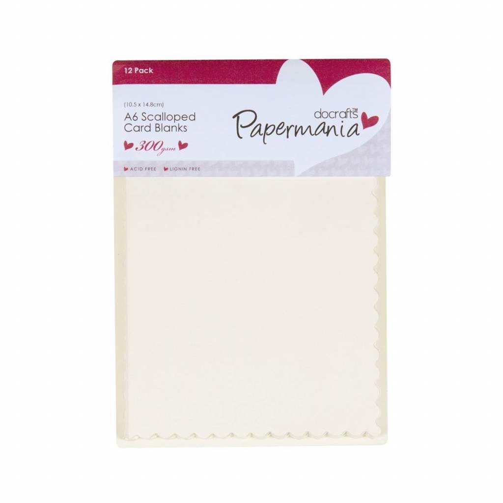 12 x Papermania Blank A6 Scalloped Cards Envelopes Rectangular Cream 10.5cmx14.8cm - Home - Crafts