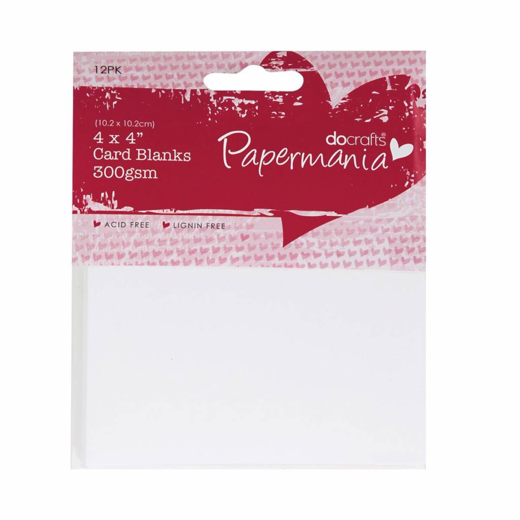 12 x Papermania Blank Cards Envelopes Pack 4 x 4 Inches White Square Shaped 300g Cardmaking Crafts - Home - Crafts