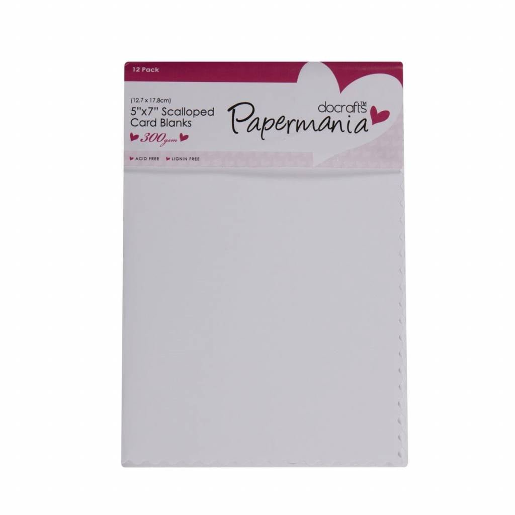 12 x Papermania Blank Scalloped Cards Envelopes Rectangular White 12.7cmx17.8cm Card Making Crafts - Home - Crafts