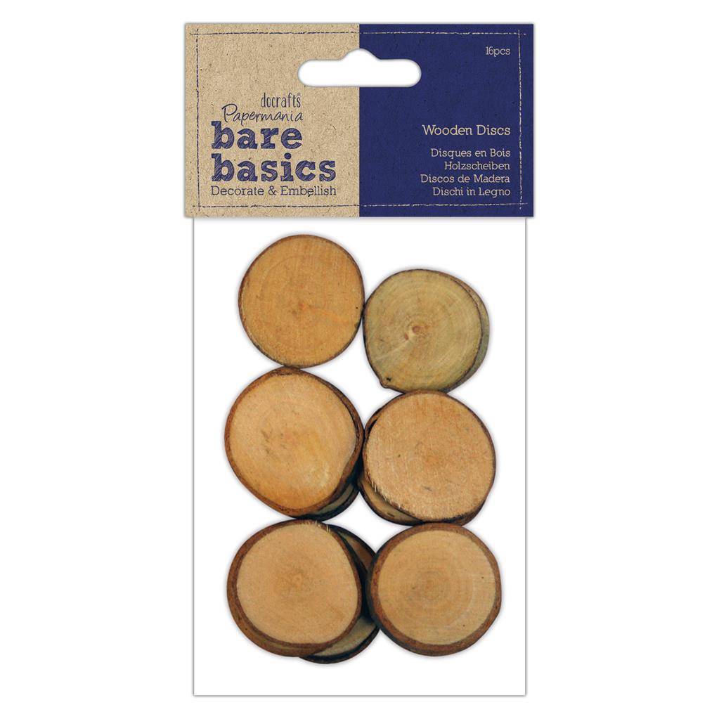 16 x Papermania Bare Basics Natural Wooden Discs 28mm Making Scrapbooking Crafts - Home - Crafts