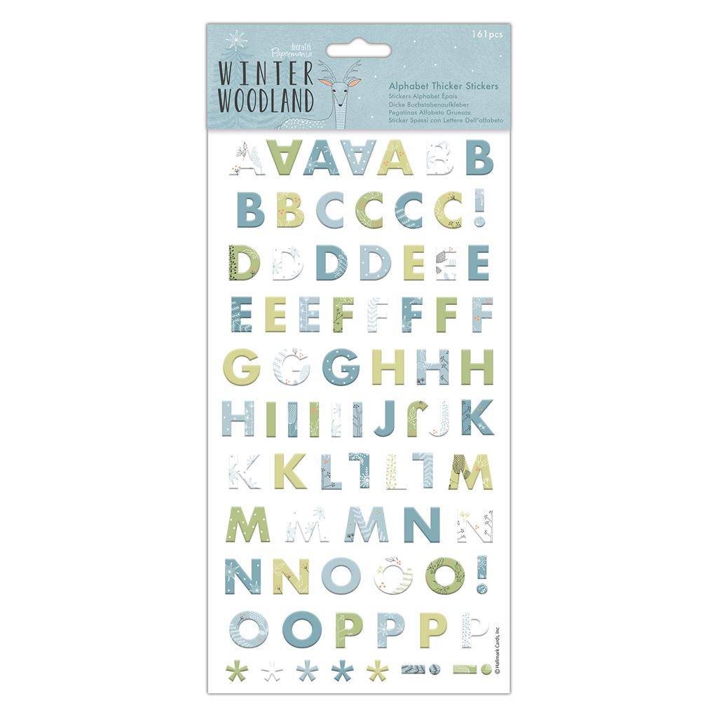 161 x Papermania Winter Woodland Alphabet Letters Thicker Adhesive Sticker Crafts - Home - Crafts