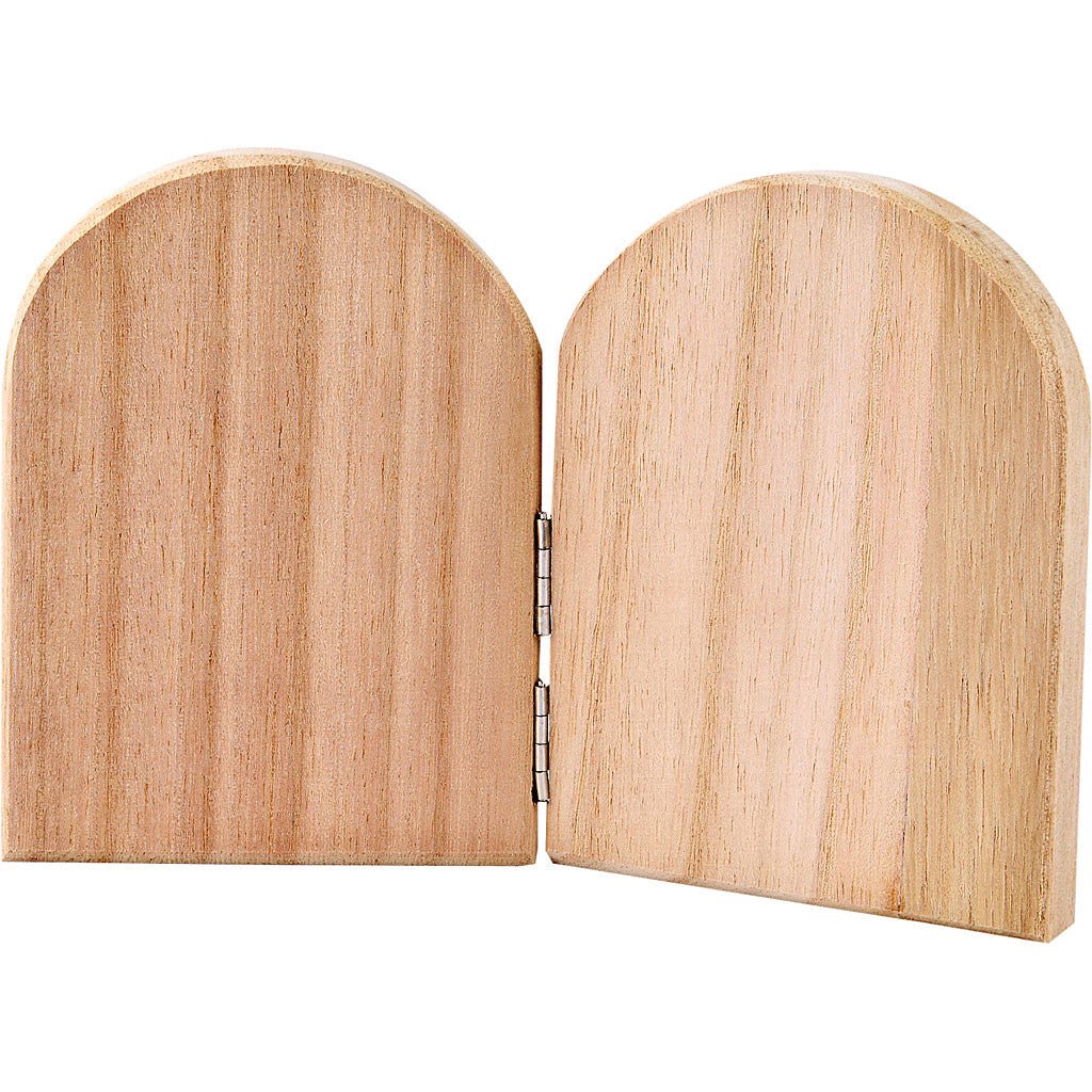 2 Fold Paulownia Wood Icon Plates With Metal Hinges Home Decorations Crafts 11x17 cm - Home - Crafts