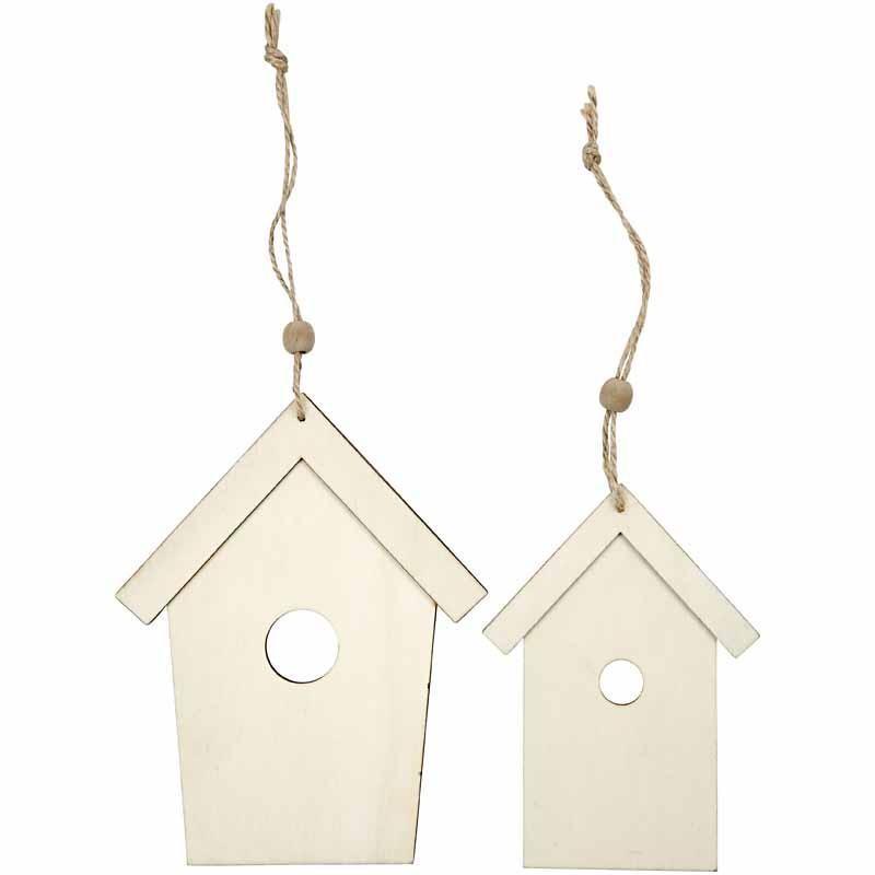2 Light Wood Bird House Ornaments Decoration Craft - Home - Crafts