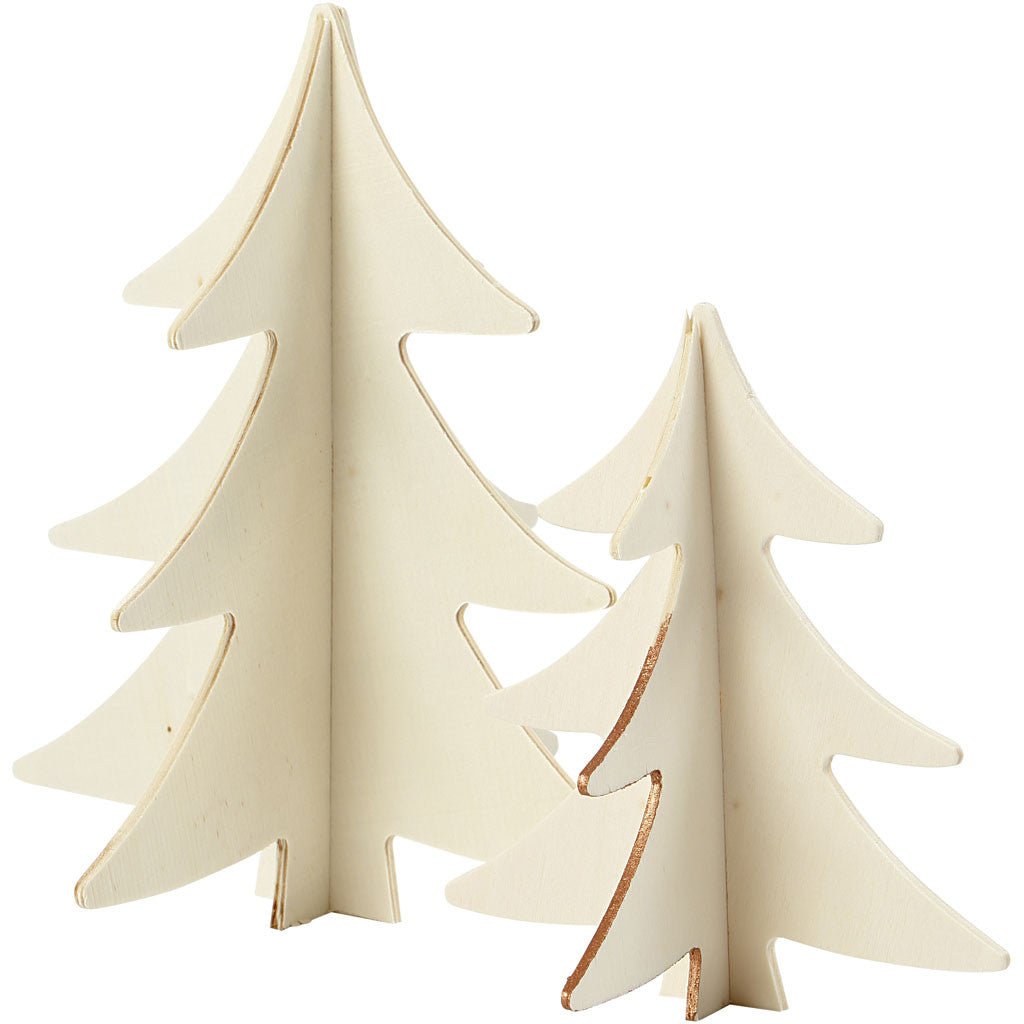 2 x Assorted Size 3D Wooden Chritmas Trees Decoration Crafts - Home - Crafts