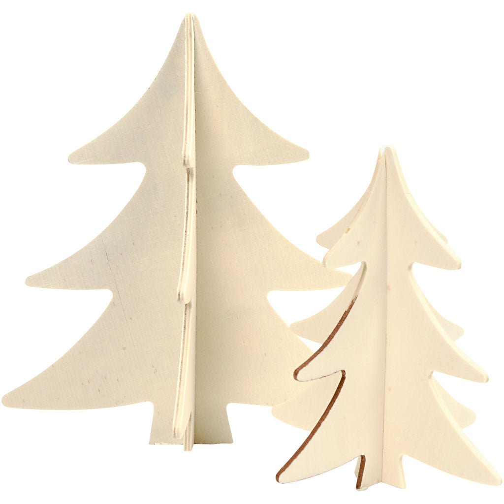 2 x Assorted Size 3D Wooden Chritmas Trees Decoration Crafts - Home - Crafts