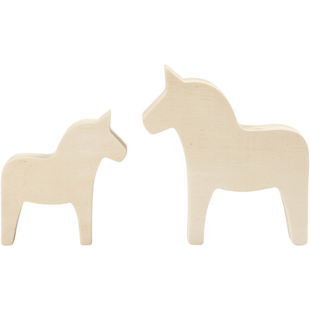 2 x Assorted Size Plywood Swedish Dalahests Horses Decoration Crafts T: 1.8 cm - Home - Crafts