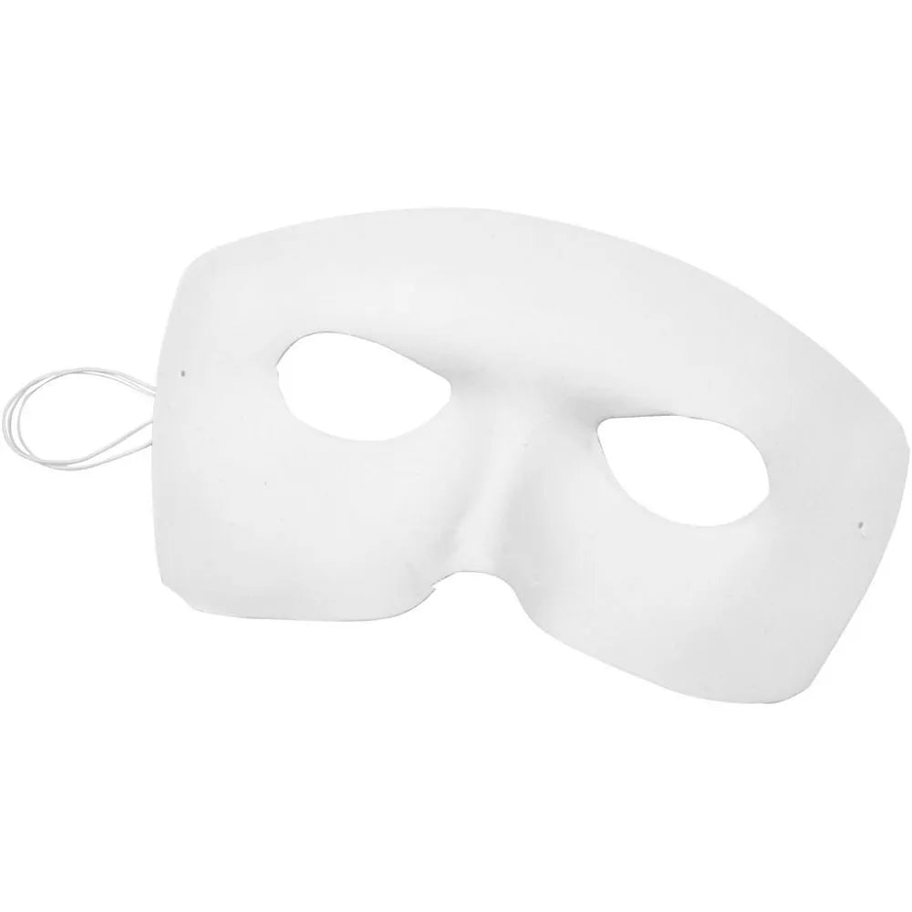 2 x Harlequin Face Form Pressed Plastic Mask Elastic Headband To Paint Decorate