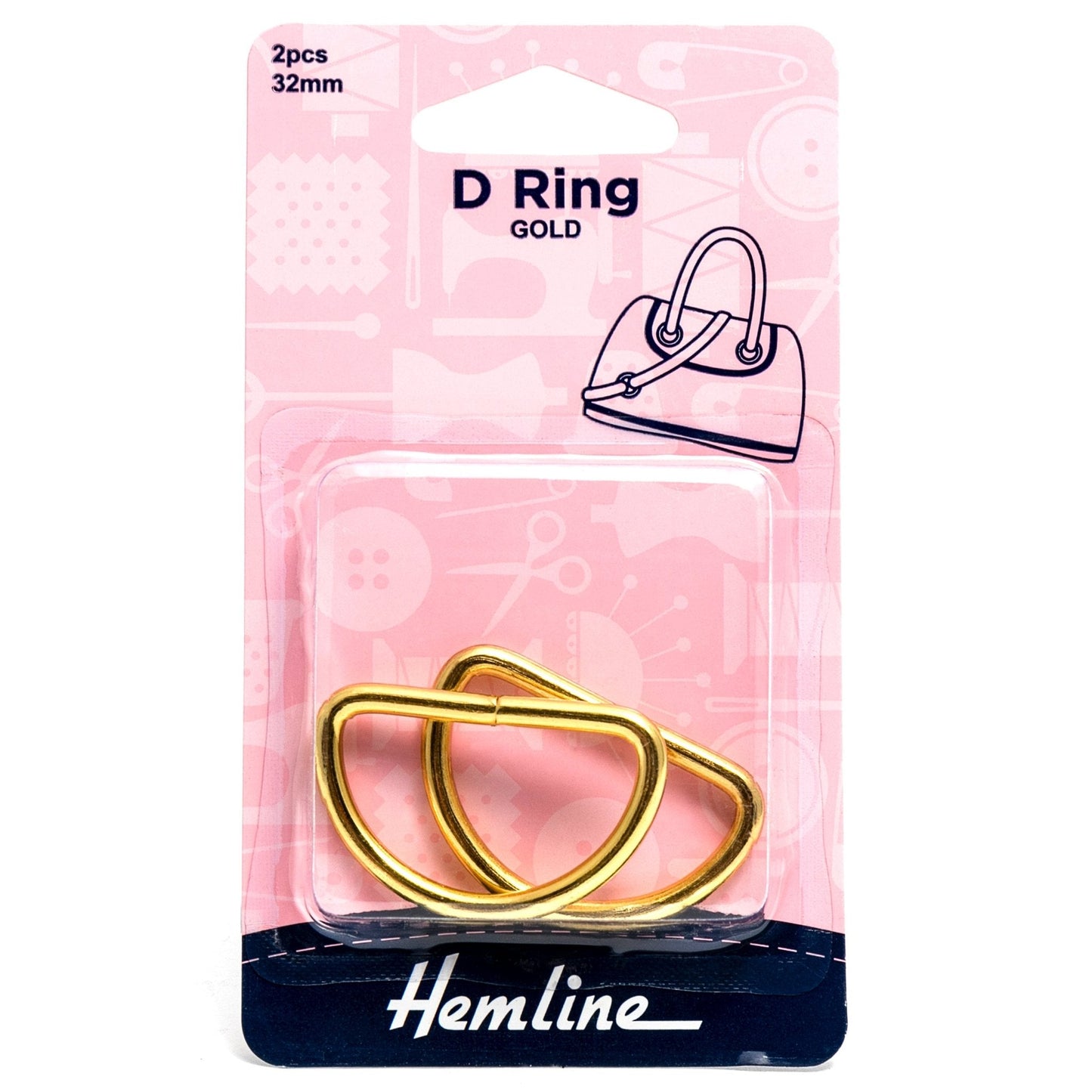 2 x Hemline D Shaped Alloy Rings Macramé Bag Making Crafts 32mm - Select Colour - Home - Crafts