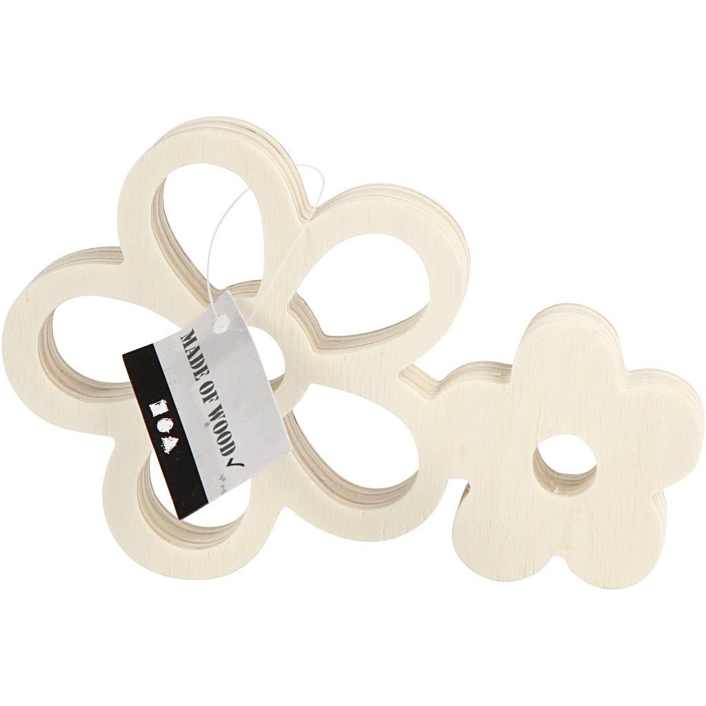 2 x Light Wood Flowers Decoration Crafts W: 16 cm H: 11 cm - Home - Crafts