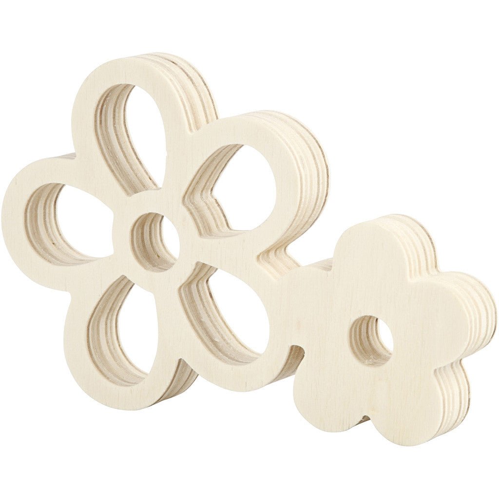 2 x Light Wood Flowers Decoration Crafts W: 16 cm H: 11 cm - Home - Crafts