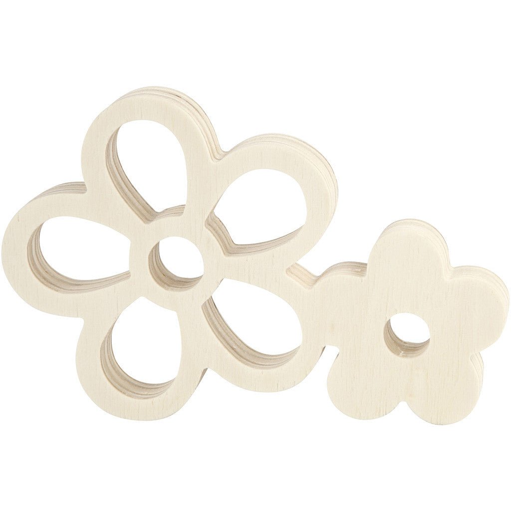 2 x Light Wood Flowers Decoration Crafts W: 16 cm H: 11 cm - Home - Crafts