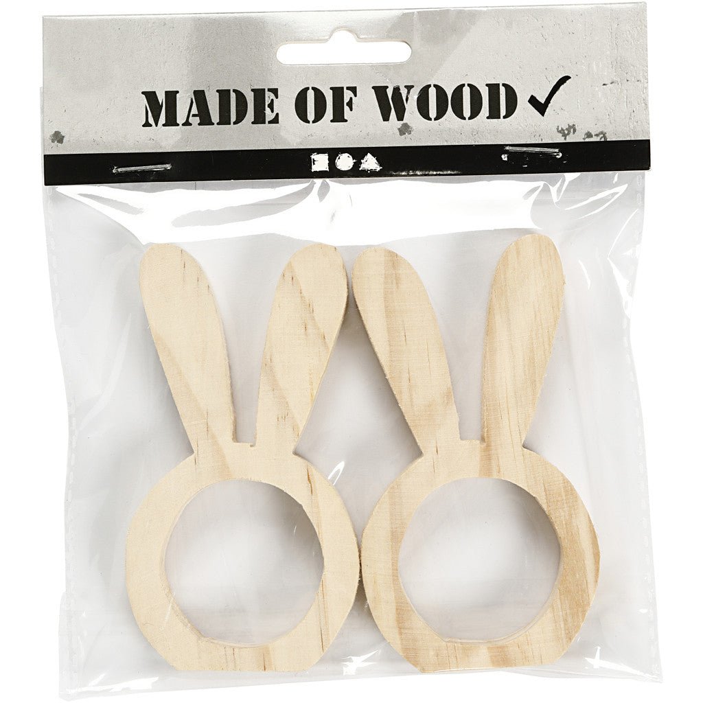 2 x Light Wood Hare Napkin Rings Tableware Deocrations Crafts W: 5.5cm - Home - Crafts