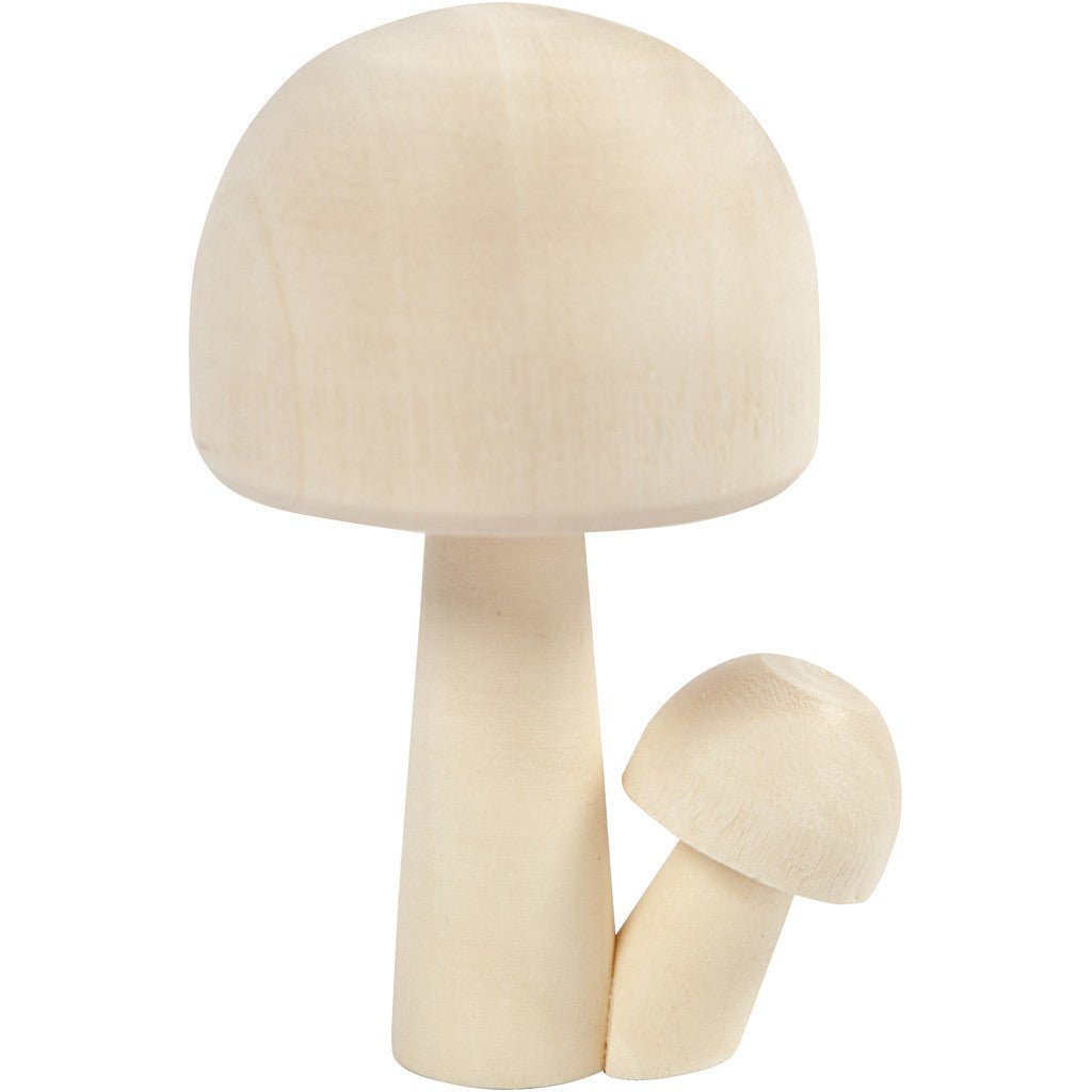 2 x Light Wood Mushrooms Decoration Crafts H: 8.5 cm W: 5.5 cm - Home - Crafts