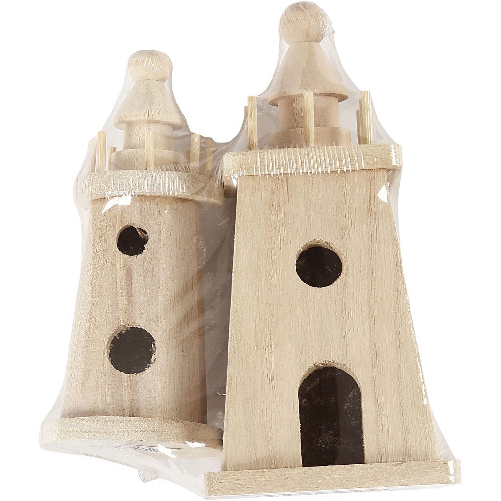 2 x Paulownia Wood Lighthouses Decoration Crafts 18x8 cm - Home - Crafts
