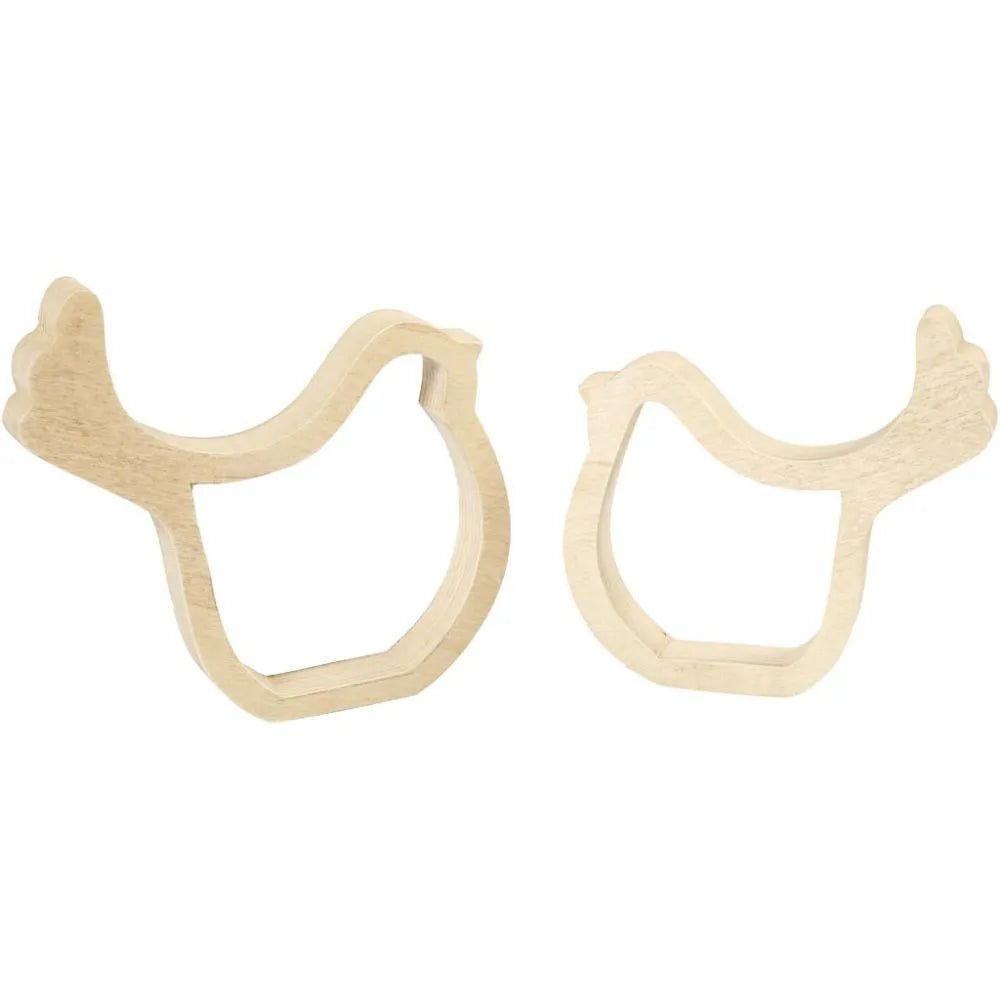 2 x Plywood Assorted Chick Bird Silhouettes Decor Figures Crafts H: 13cm W: 13cm