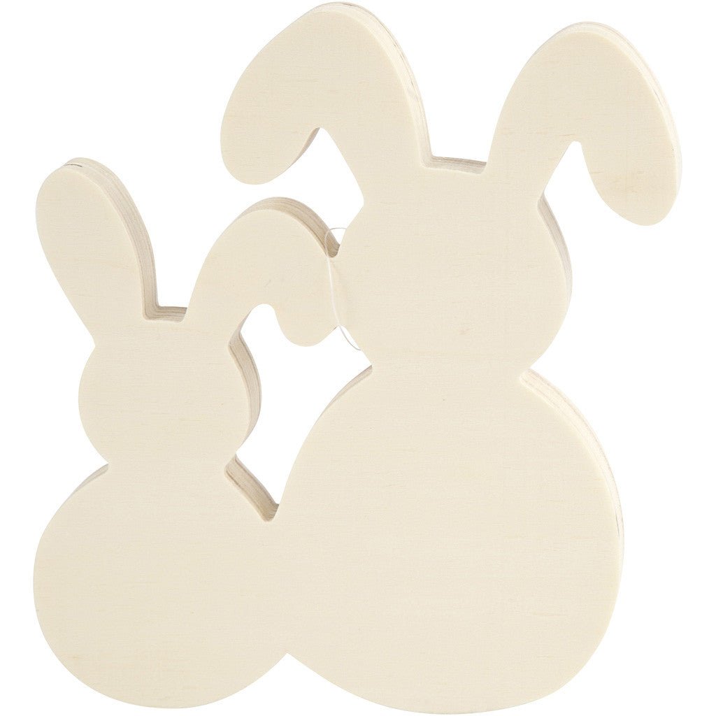 2 x Plywood Continuous Bunnies Decoration Crafts 17x16x2 cm - Home - Crafts