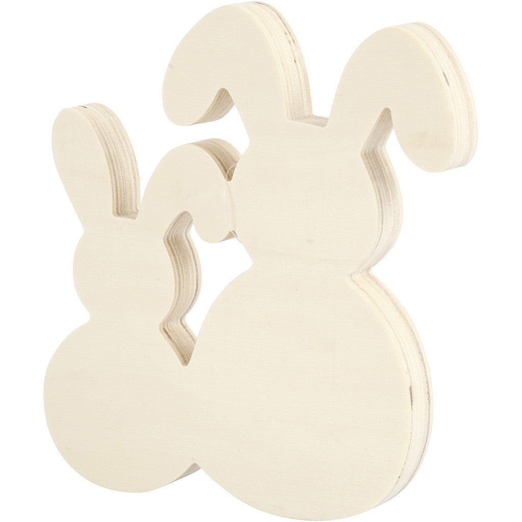 2 x Plywood Continuous Bunnies Decoration Crafts 17x16x2 cm - Home - Crafts