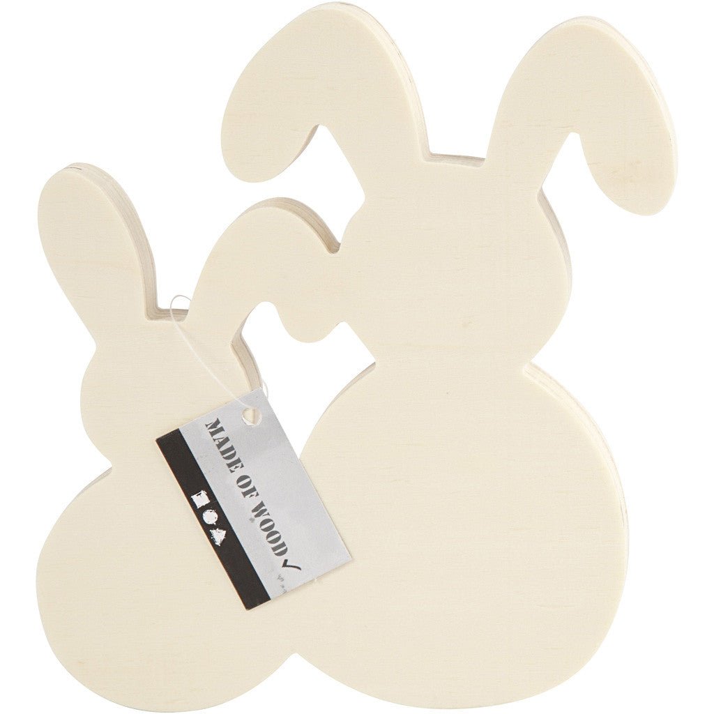 2 x Plywood Continuous Bunnies Decoration Crafts 17x16x2 cm - Home - Crafts