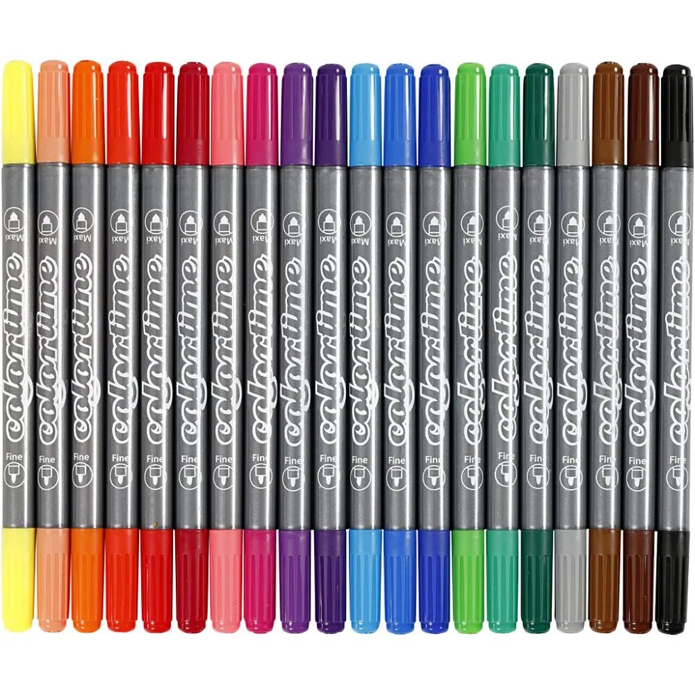 20 Double Marker Water Based Standard Colours 2 Sized Tips Line Width 2.3+3.6 mm